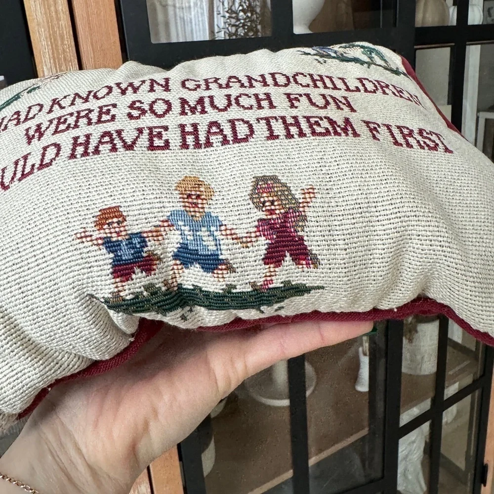 Vintage Grandchildren needlepoint pillow funny grandmother grandparents accent